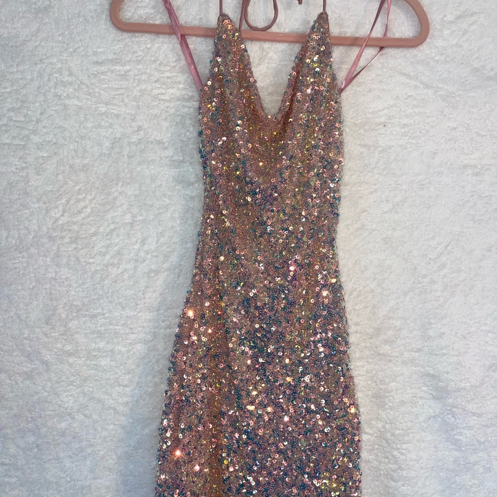 Windsor Iridescent Sequin Dress with Pink Lining